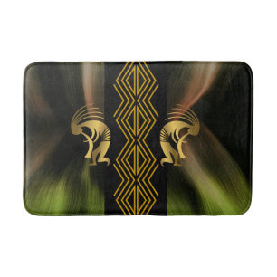 Harvest Fertility Golden Kokopelli  Bath Mat
