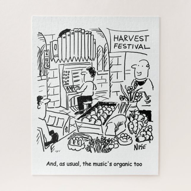 Harvest Festival Church Service with Church Jigsaw Puzzle (Vertical)