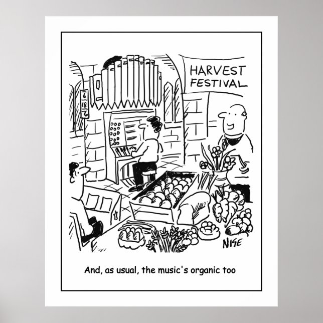 Harvest Festival Church Service with Church Organ Poster (Front)