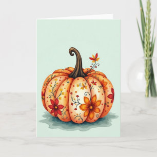 Harvest Floral Pumpkin Card