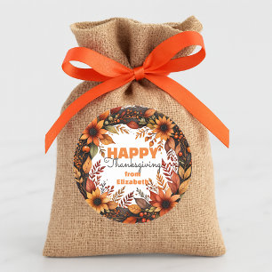 Harvest Floral Watercolor Thanksgiving Wreath Classic Round Sticker