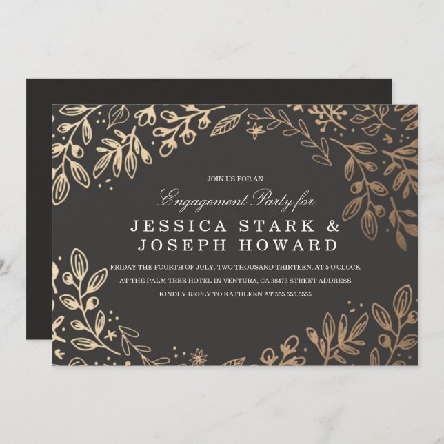 Harvest Flowers Engagement Party Invite (Front/Back)