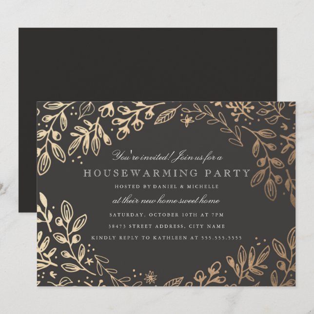 Harvest Flowers Housewarming Invitation (Front/Back)