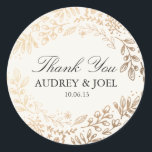 Harvest Flowers Wedding Classic Round Sticker<br><div class="desc">Elegant gold floral by Shelby Allison. For matching invitations,  reply cards,  stickers and other items click on the link below to view the entire Harvest Flowers.</div>