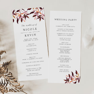 Harvest Foliage Wedding Ceremony Program Programme