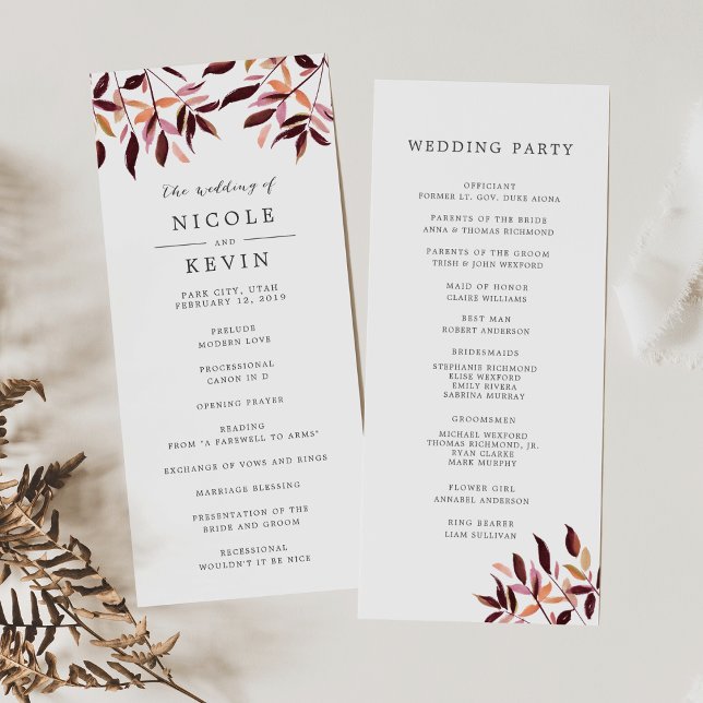 Harvest Foliage Wedding Ceremony Program Programme (Creator Uploaded)