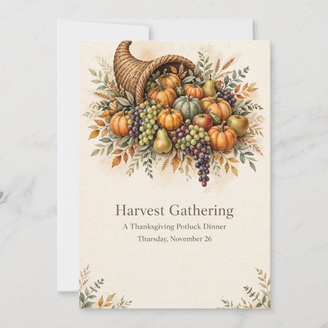 Harvest Gathering Thanksgiving Potluck Invitation (Front)