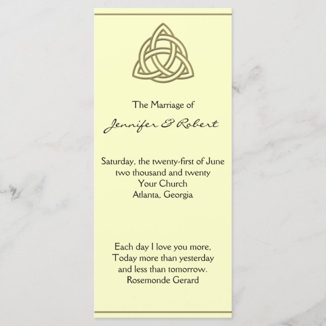 Harvest Gold Celtic Knot Wedding Program Programme (Front)