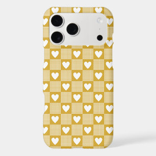 Harvest Gold Gingham Heart Plaid Phone Case