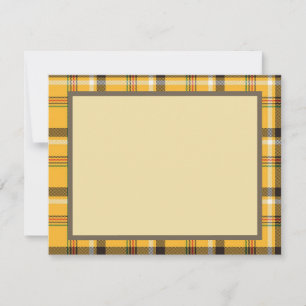 Harvest Gold Plaid Flat Thank You Note Card