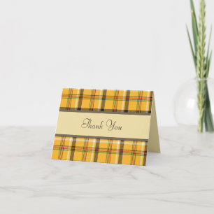 Harvest Gold Plaid Thank You Note Card