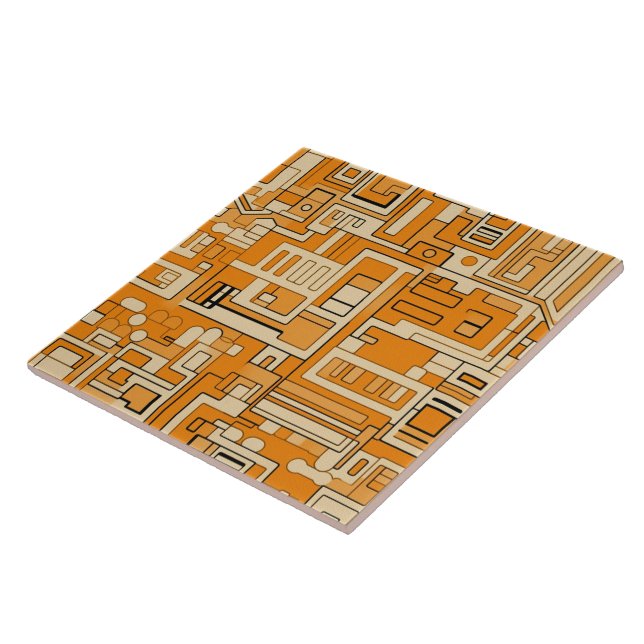 Harvest Hues Apricot Mosaic Pattern Tile (Side)