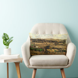 Harvest in Provence Montmajour by Vincent van Gogh Lumbar Cushion