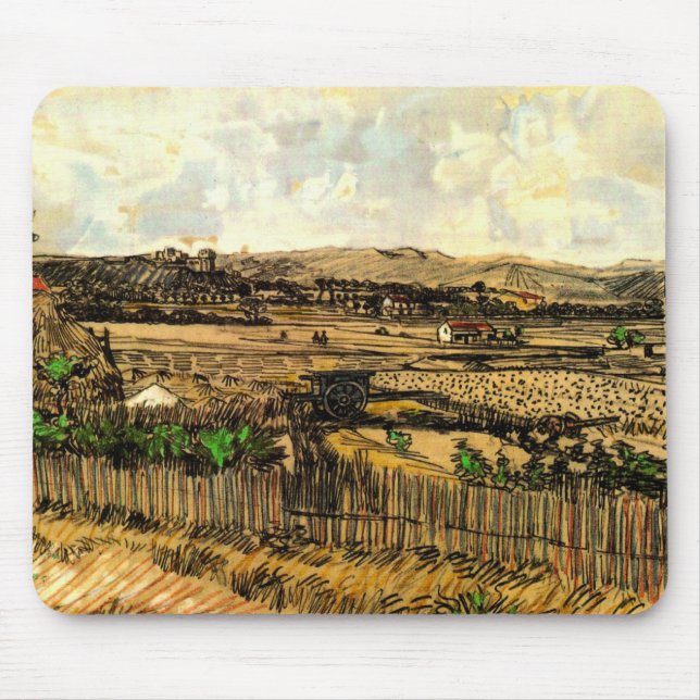 Harvest in Provence Montmajour by Vincent van Gogh Mouse Pad (Front)