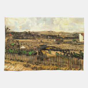 Harvest in Provence Montmajour by Vincent van Gogh Tea Towel