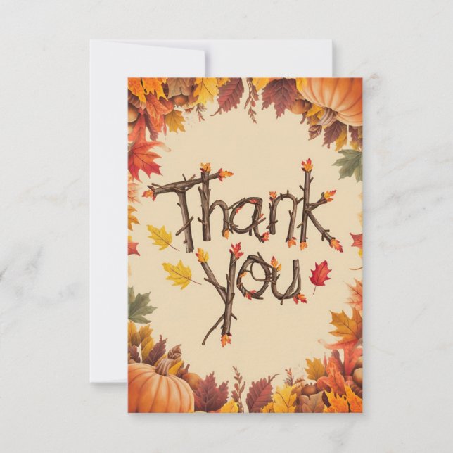 Harvest Maple Autumn Fall Thank You Card (Front)