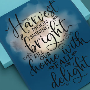 Harvest Moon Fall Delight Poem Blue Poster