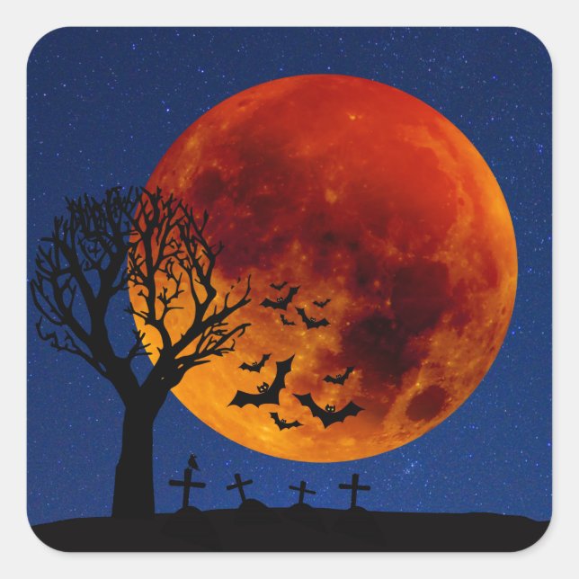 Harvest Moon Halloween Square Sticker (Front)