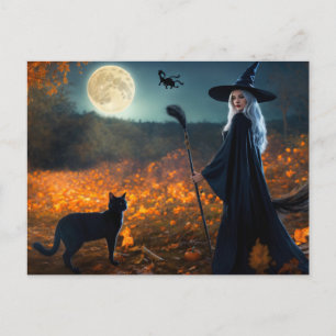 Harvest Moon Haunt: Realistic Halloween Scene" Postcard