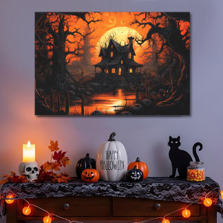 Harvest Moon Haunted House on Pumpkin Creek Canvas Print
