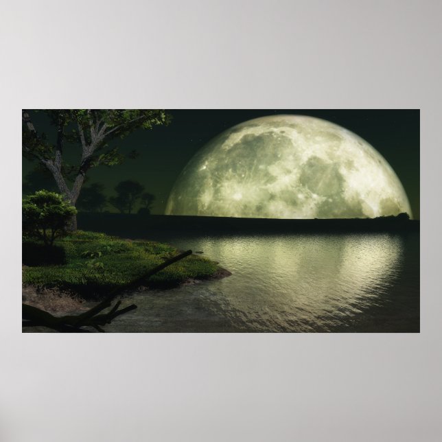 Harvest Moon Over Lake - Colossal (or smaller) Poster (Front)