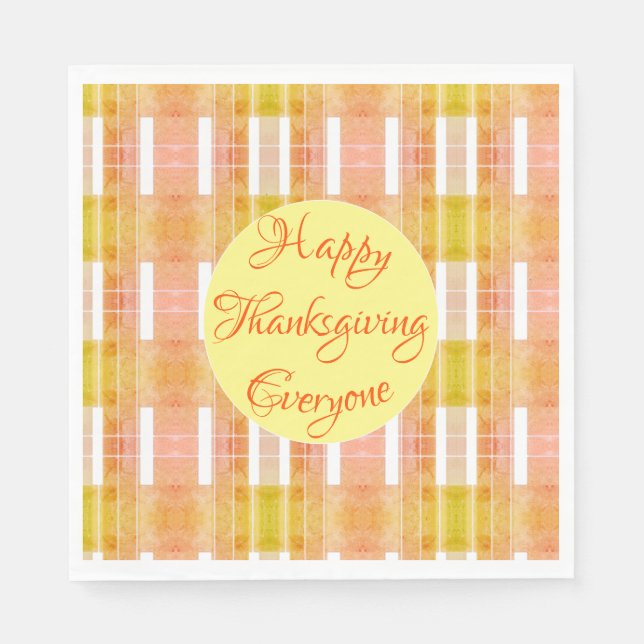 Harvest Moon Thanksgiving Plaid Paper Napkins (Front)