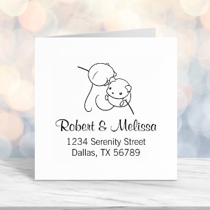 Harvest Mouse, Pair of Mice Couple Address Self-inking Stamp