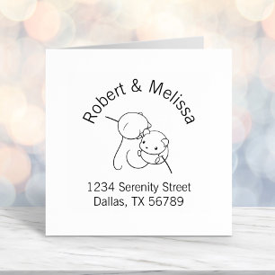 Harvest Mouse, Pair of Mice Couple Arch Address Self-inking Stamp