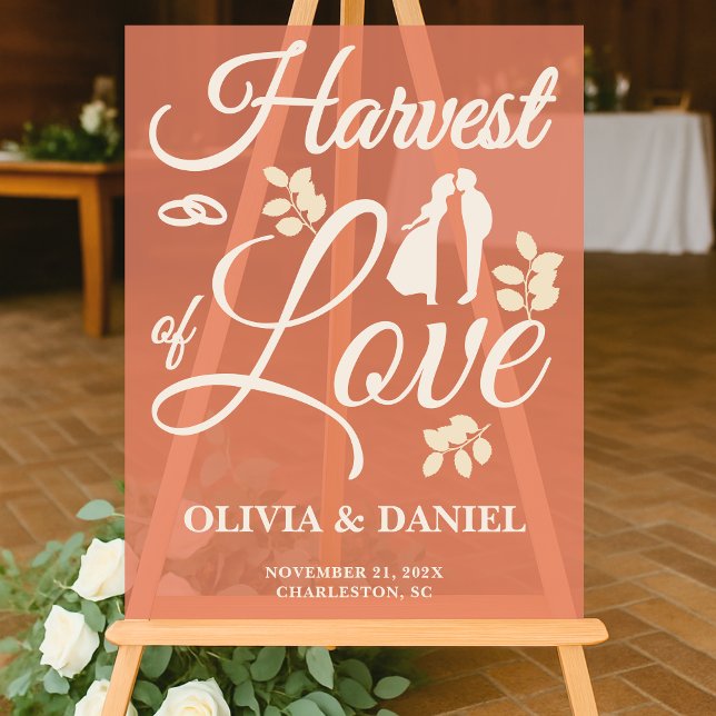 Harvest of Love | Boho Fall Wedding Welcome Acrylic Sign (Creator Uploaded)