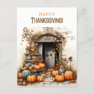 Harvest of pumpkins Happy Thanksgiving Postcard