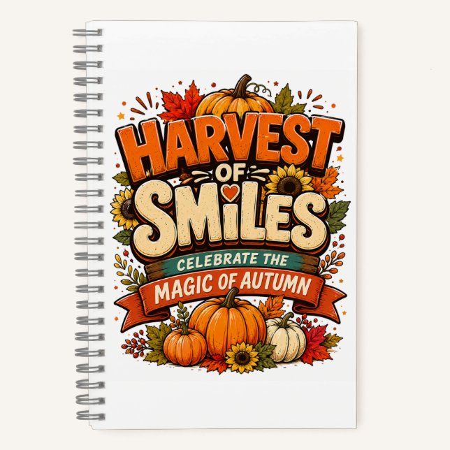 Harvest of Smiles Shirt | Fall Pumpkin Notebook (Front)