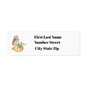 Harvest Owl and Pumpkin Address Label