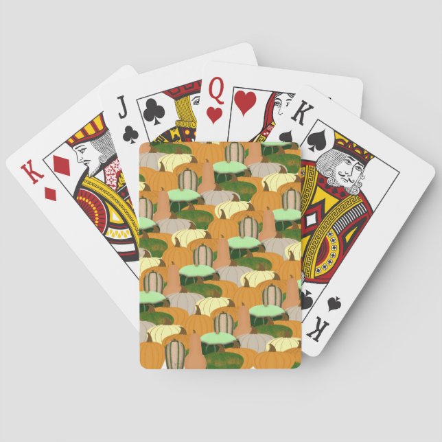Harvest Pattern Autumn Squash Playing Cards (Back)