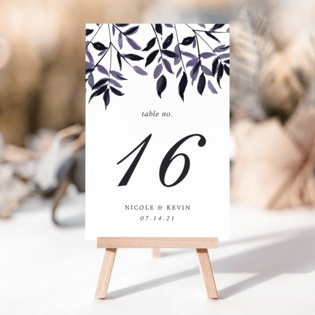 Harvest Plum Watercolor Foliage Table Number Card (Creator Uploaded)