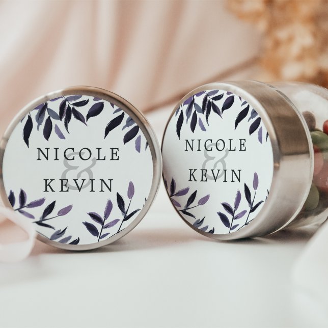 Harvest Plum | Watercolor Foliage Wedding Classic Round Sticker (Creator Uploaded)
