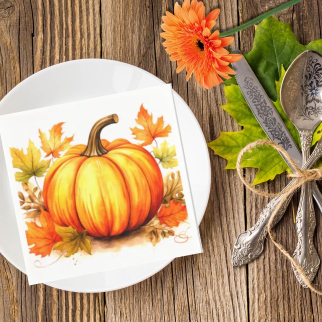Harvest Pumpkin & Autumn Leaves Napkins (Creator Uploaded)