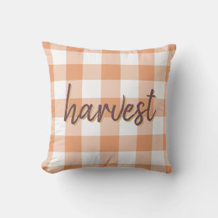 Harvest Pumpkin Orange Gingham Check Pattern Cushion