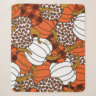 Harvest Pumpkin Patchwork Vintage Pattern Sherpa Blanket