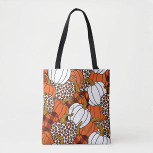 Harvest Pumpkin Patchwork Vintage Pattern Tote Bag