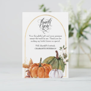 Harvest Pumpkin Thanksgiving Theme Bridal Shower Thank You Card