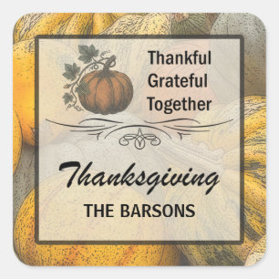 Harvest Pumpkins and Gourds Square Sticker