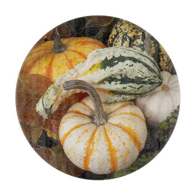 Harvest Pumpkins and Squash Still Life Photo Cutting Board (Front)