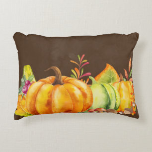Harvest Pumpkins, Leaves and Foliage Decorative Cushion