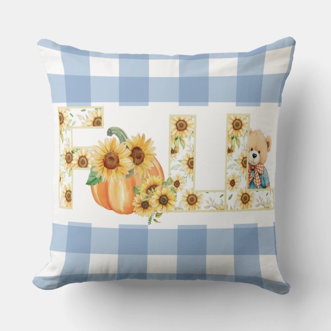 Harvest Ride – Teddy in Vintage Truck Reversible Cushion (Front)