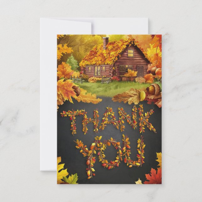 Harvest Rustic Autumn Fall Thank You Card (Front)