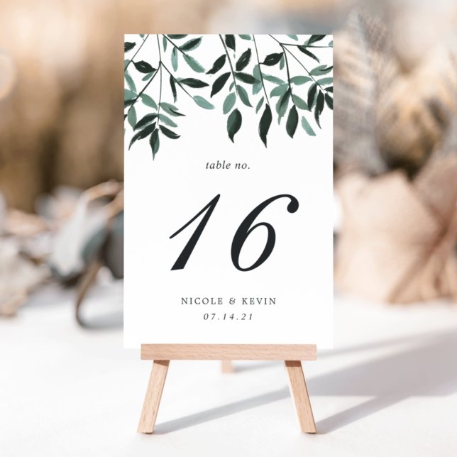 Harvest Sage Watercolor Foliage Table Number Card (Creator Uploaded)