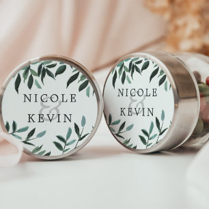 Harvest Sage Watercolor Foliage Wedding Classic Round Sticker
