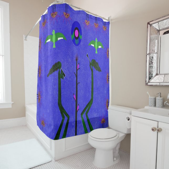 Harvest Song Blue Shower Curtain (In Situ)
