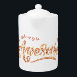 Harvest Stripe "Wake up & be Awesome" Motivational<br><div class="desc">Wake up and be awesome with your morning tea or coffee!   This playful teapot has the elegant lettering of “Awesome" in colourful wavy stripe pattern.</div>