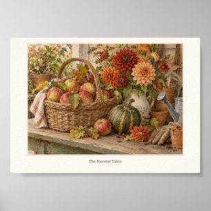 Harvest Table Autumn Still Life Art Print